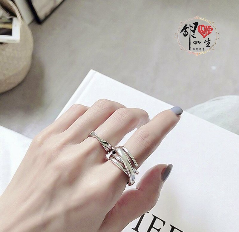  s925純銀 歐美 簡約 重工  交織 個性 造型 戒