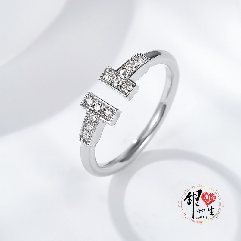 s925純銀戒指 歐美 簡約 雙T 時尚 造型 戒