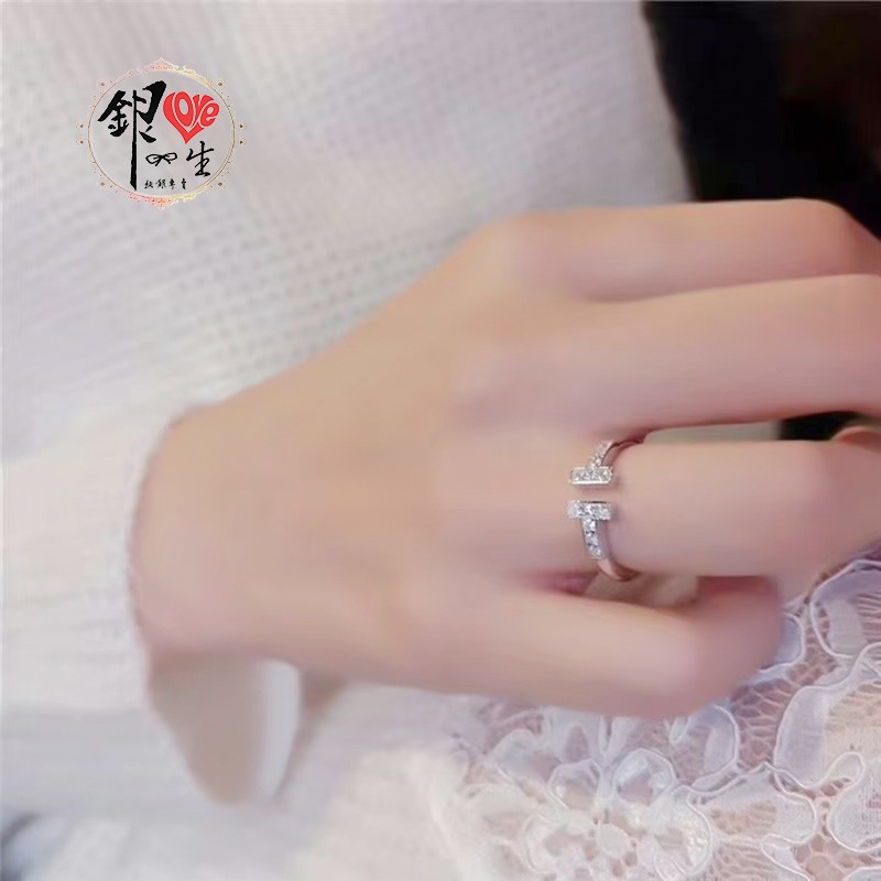 s925純銀戒指 歐美 簡約 雙T 時尚 造型 戒