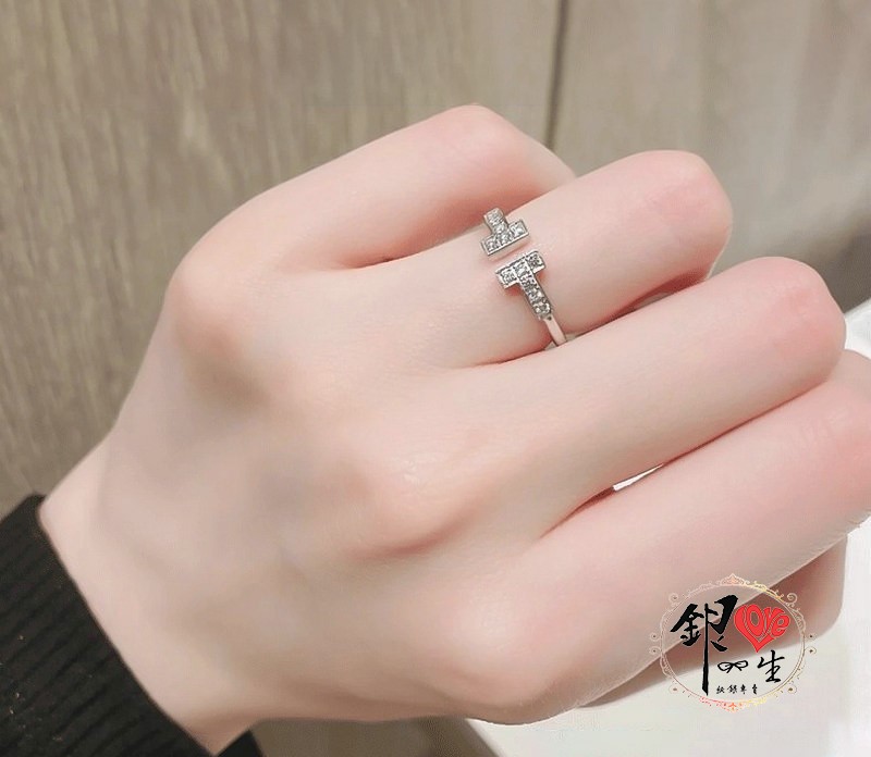 s925純銀戒指 歐美 簡約 雙T 時尚 造型 戒