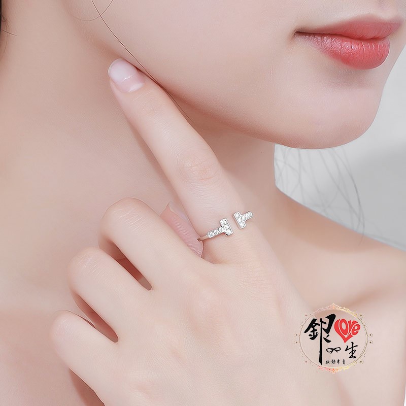 s925純銀戒指 歐美 簡約 雙T 時尚 造型 戒