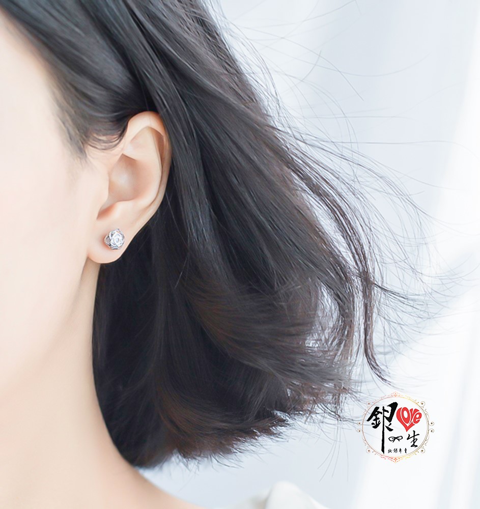 s925純銀耳釘 玫瑰造型 星光熠熠 耳環