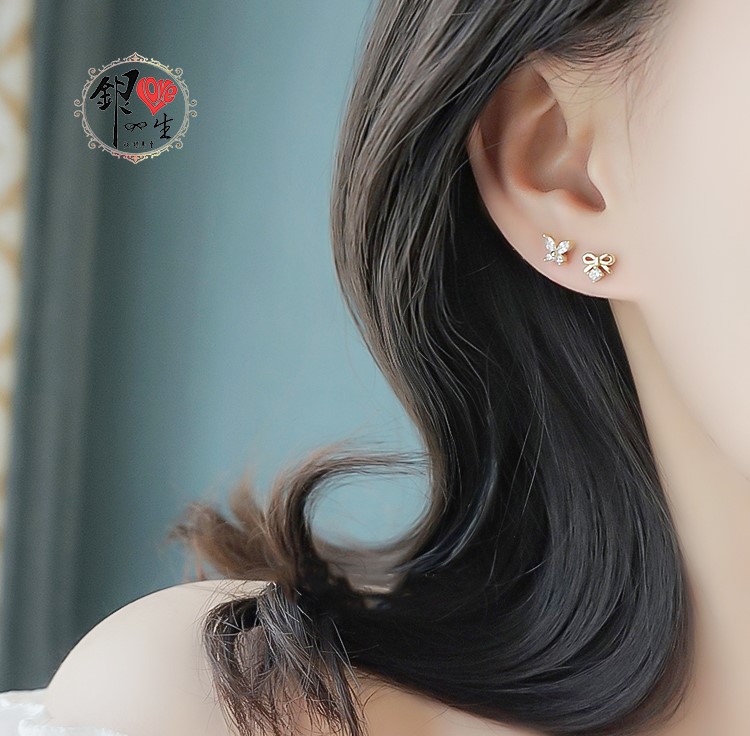 s925純銀 蝴蝶結 簡約 精緻 耳環