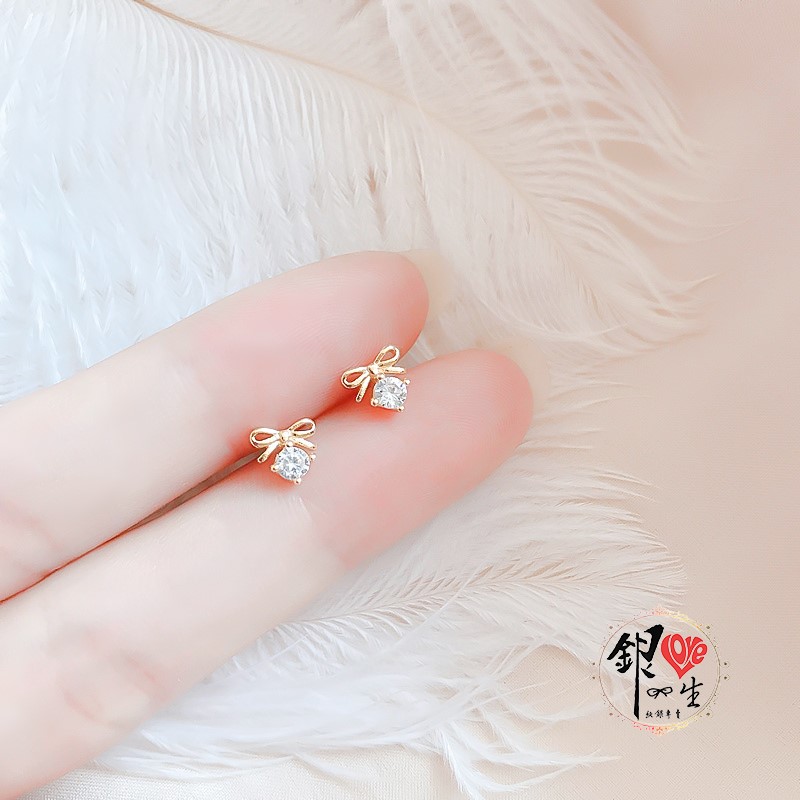 s925純銀 蝴蝶結 簡約 精緻 耳環
