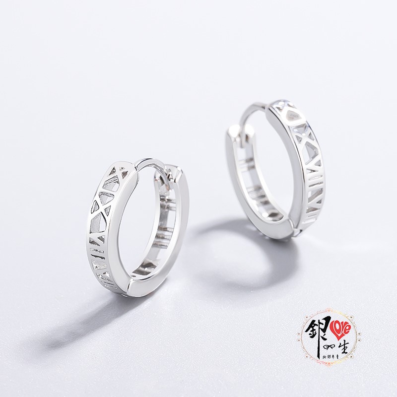 s925純銀  羅馬數字 耳扣式 耳環