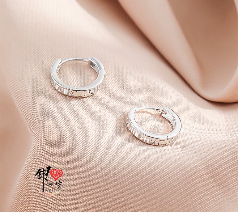 s925純銀  羅馬數字 耳扣式 耳環