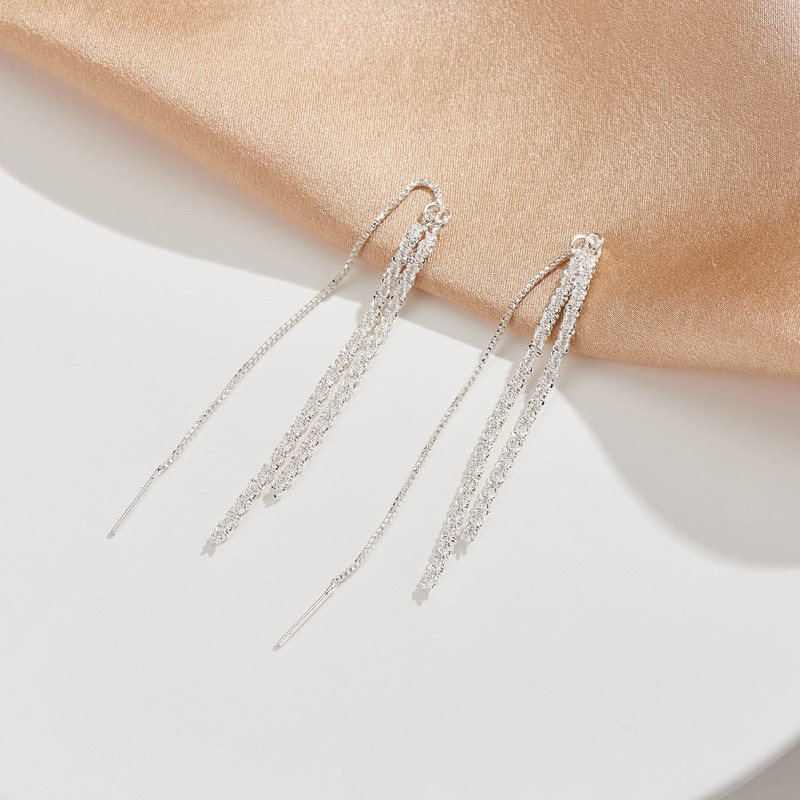 s925純銀  璀璨 波光閃亮 流蘇 超仙 耳線