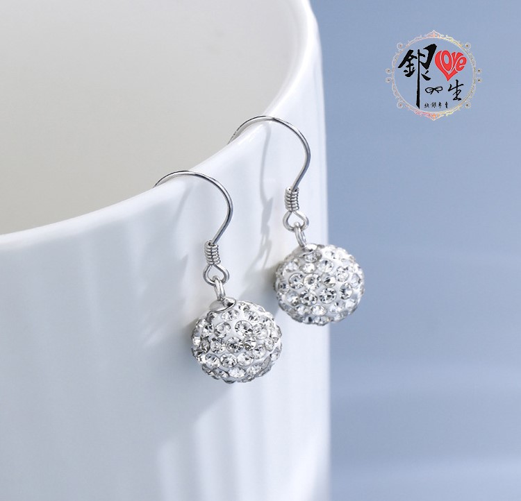  s925純銀耳環  香巴拉 滿鑽 超閃 耳鈎式 耳環