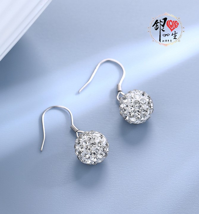  s925純銀耳環  香巴拉 滿鑽 超閃 耳鈎式 耳環