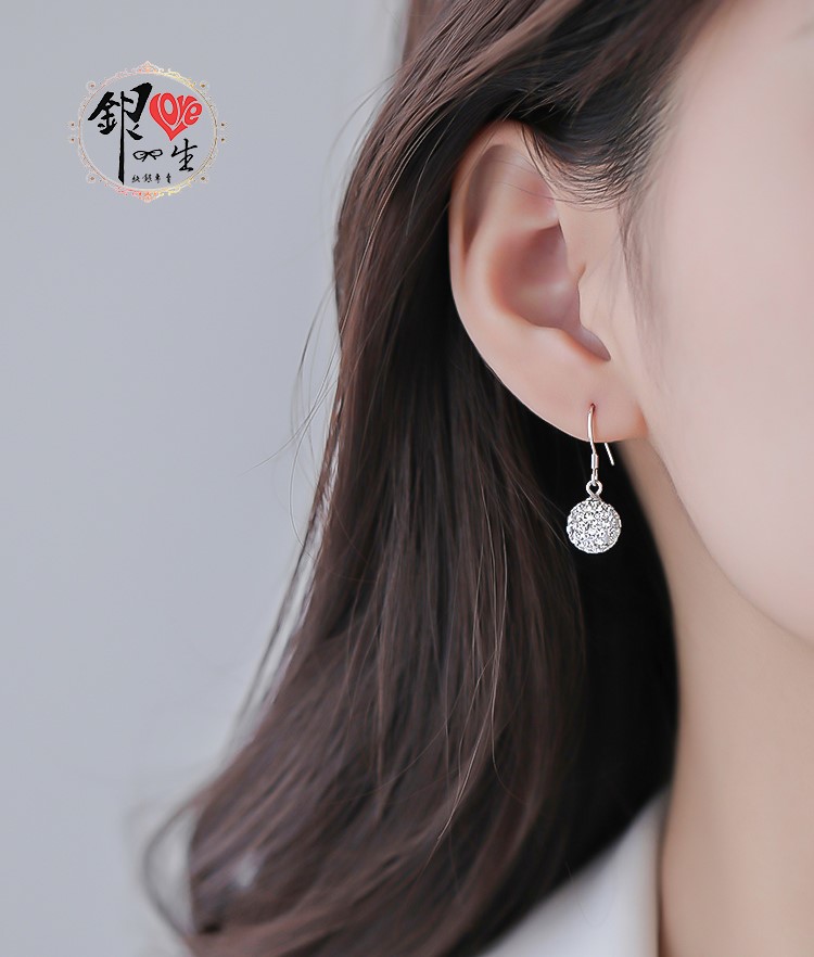  s925純銀耳環  香巴拉 滿鑽 超閃 耳鈎式 耳環