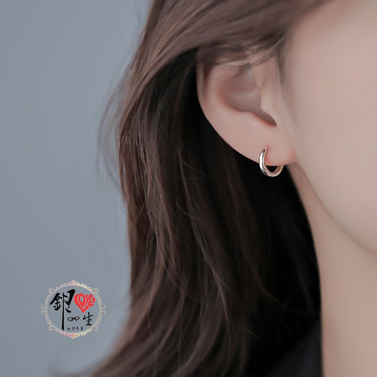 s925純銀  光亮素面 耳扣式 耳環