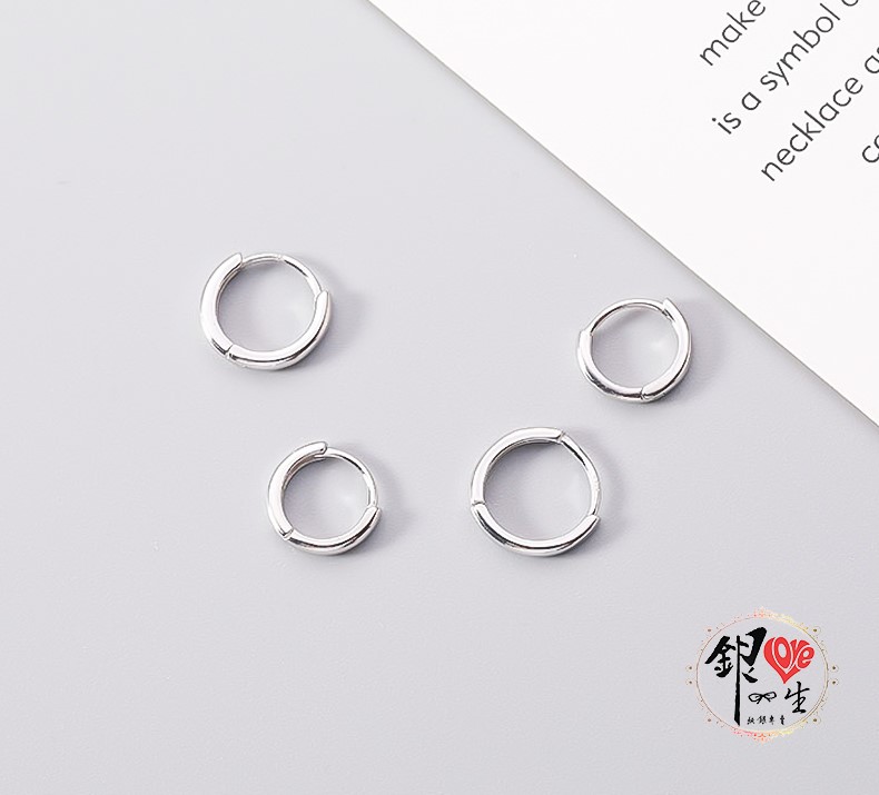 s925純銀  光亮素面 耳扣式 耳環