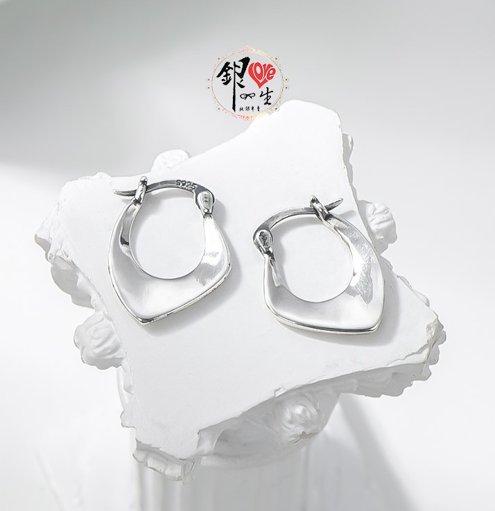 s925純銀  歐美 紐片造型 耳扣式 耳環