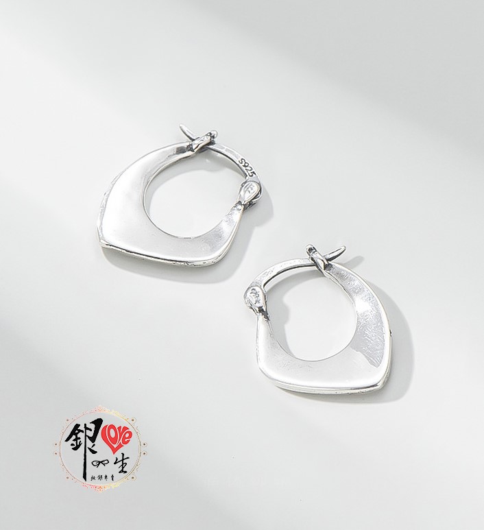 s925純銀  歐美 紐片造型 耳扣式 耳環
