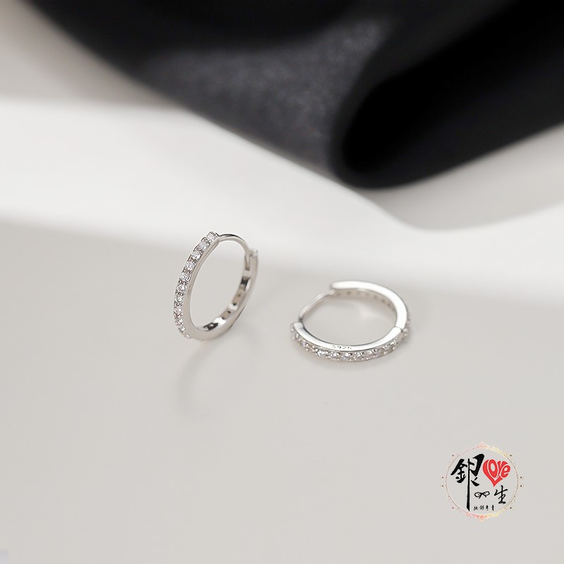  s925純銀 璀璨排鑽 耳扣式 耳環