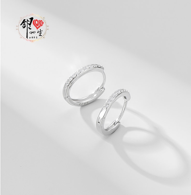  s925純銀 璀璨排鑽 耳扣式 耳環