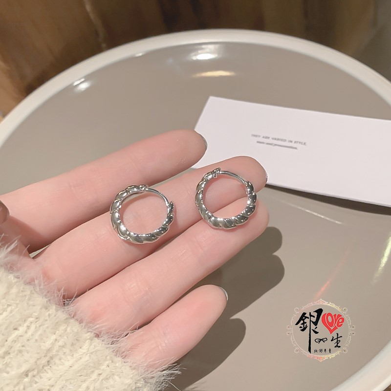 s925純銀  歐美 麻花造型 耳扣式 耳環 