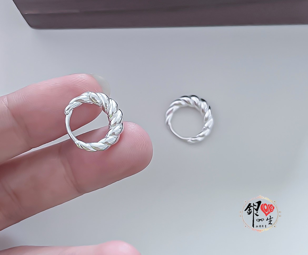 s925純銀  歐美 麻花造型 耳扣式 耳環 