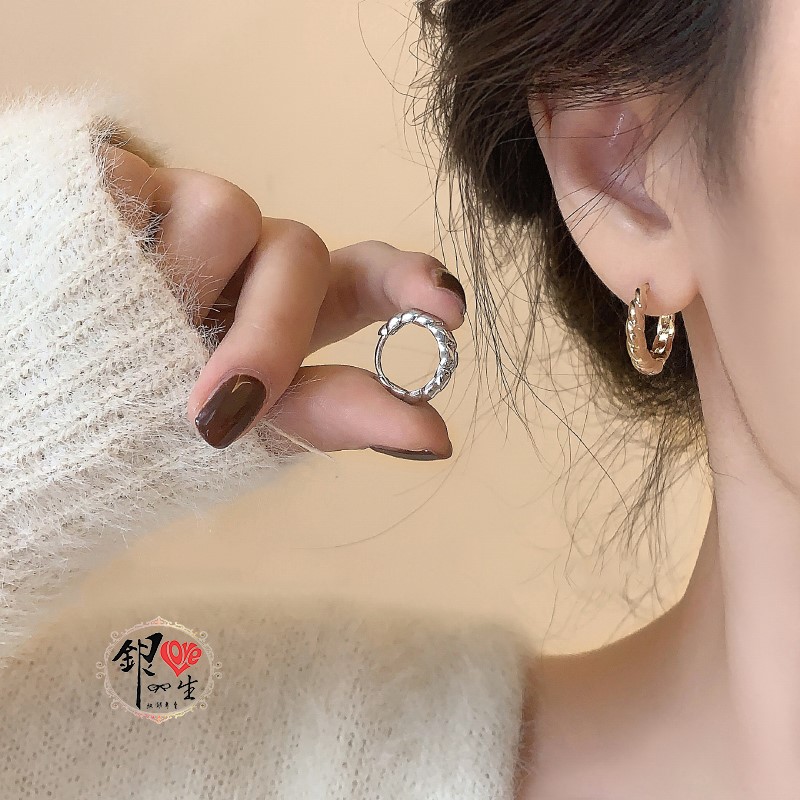 s925純銀  歐美 麻花造型 耳扣式 耳環 