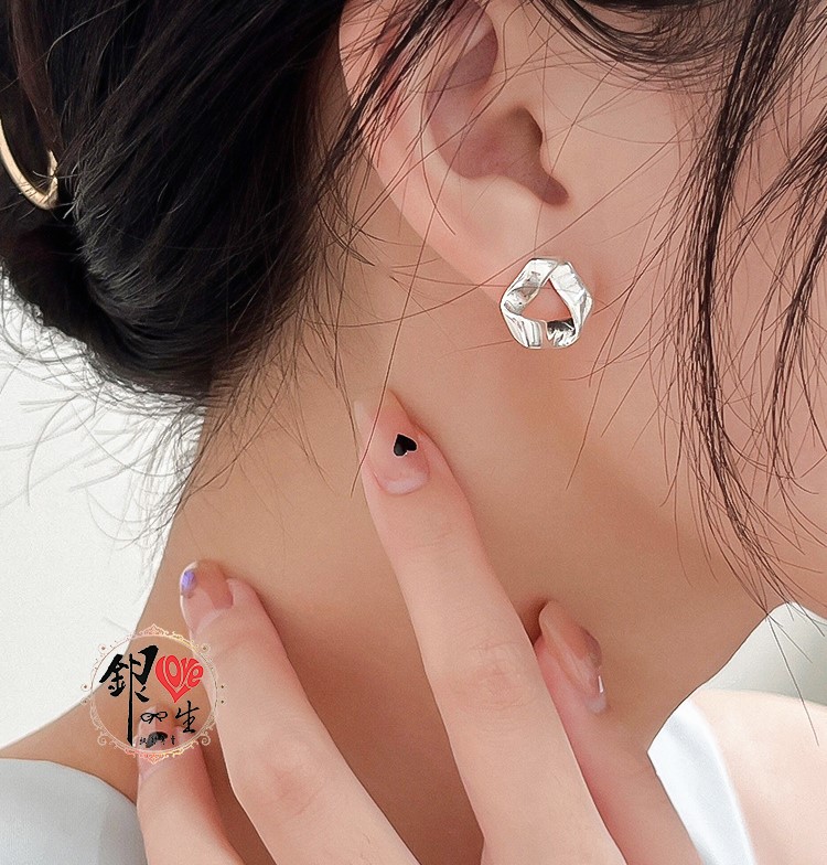  s925純銀 歐美 幾何三角 耳釘式 耳環