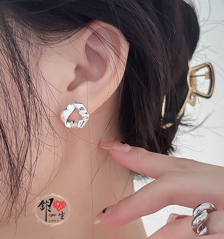  s925純銀 歐美 幾何三角 耳釘式 耳環
