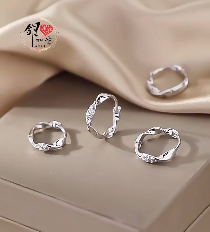  s925純銀  璀璨扭結 耳扣式 耳環 