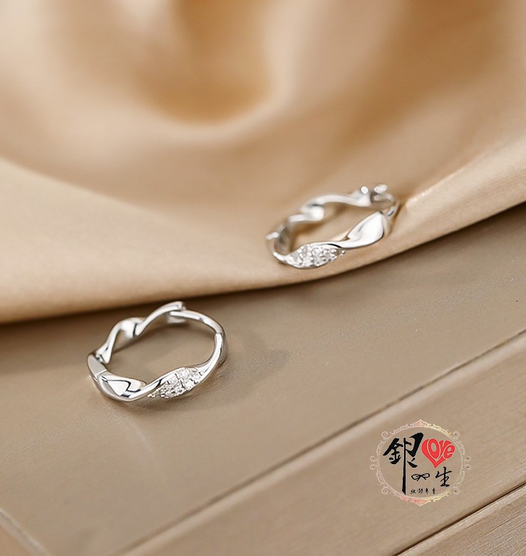  s925純銀  璀璨扭結 耳扣式 耳環 