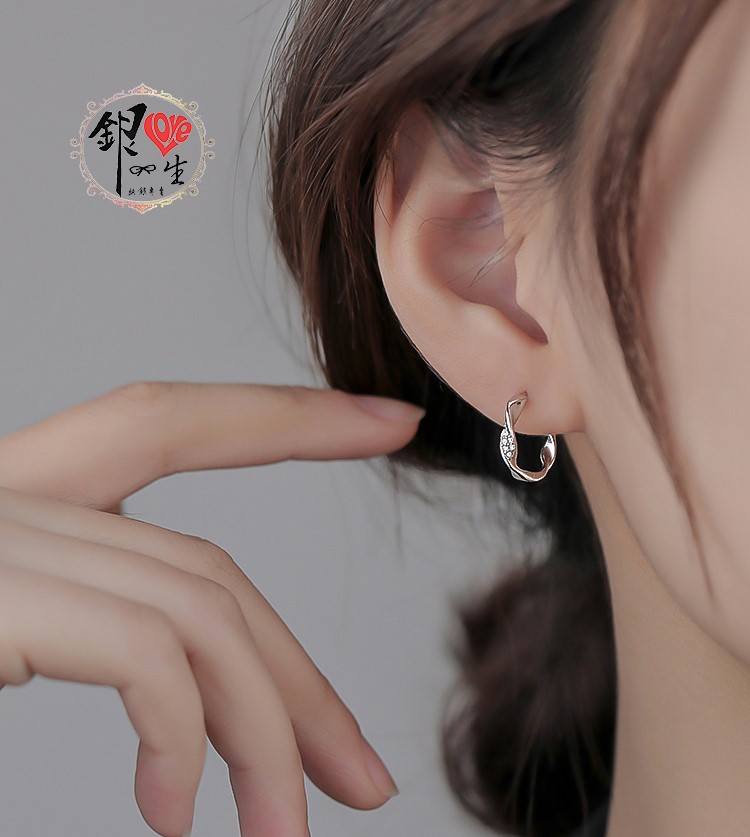  s925純銀  璀璨扭結 耳扣式 耳環 