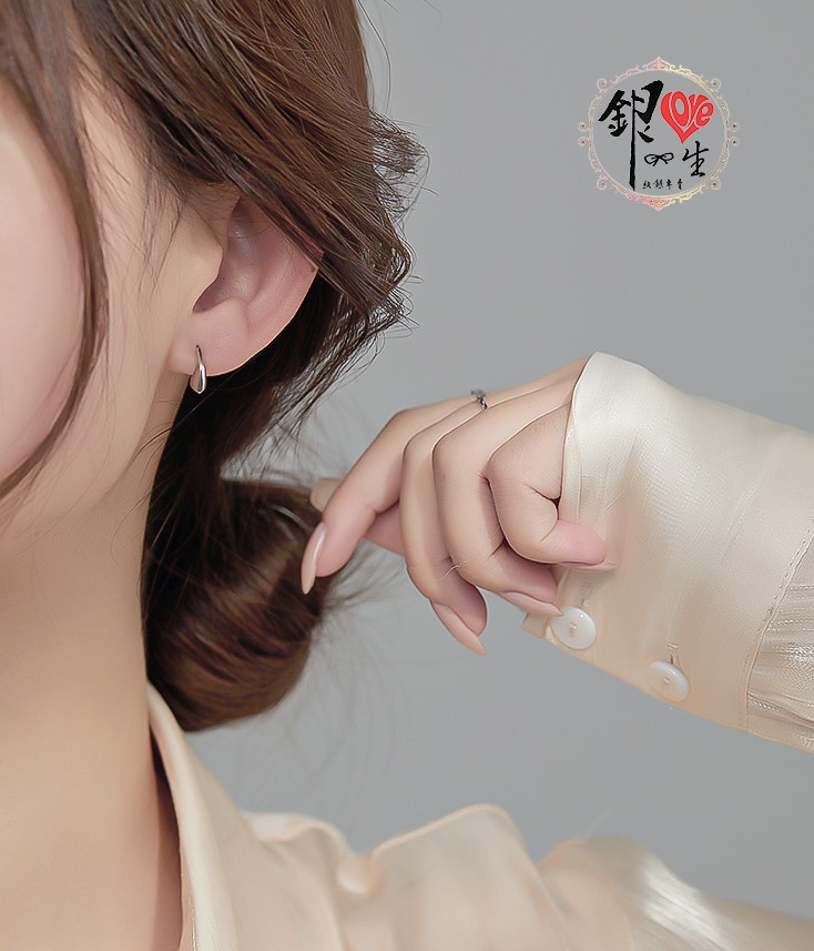 s925純銀  歐美 幾何 C字 耳釘式 耳環