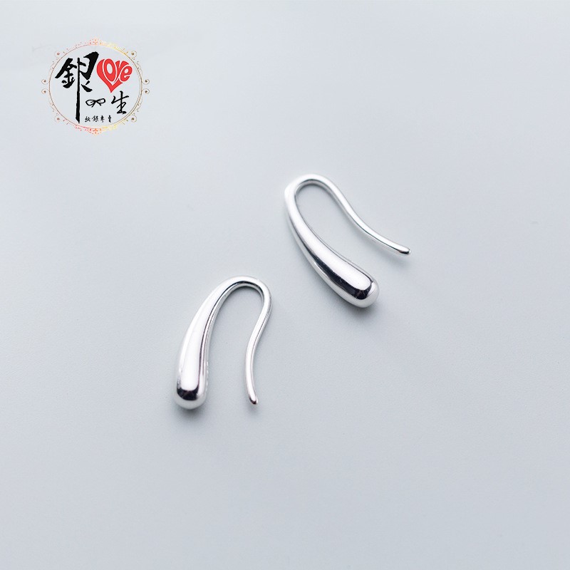  s925純銀耳環  水滴簡約 時尚 耳鈎式 耳環