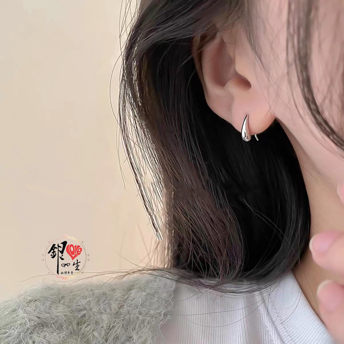  s925純銀耳環  水滴簡約 時尚 耳鈎式 耳環