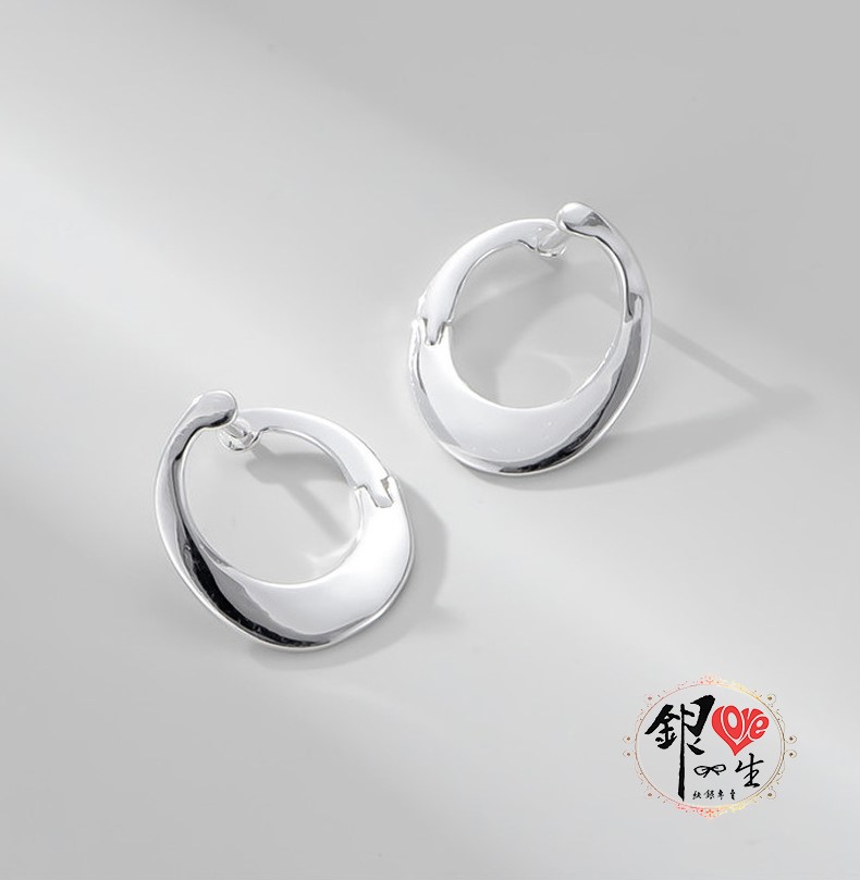 s925純銀  歐美 紐曲片狀造型 耳扣式 耳環