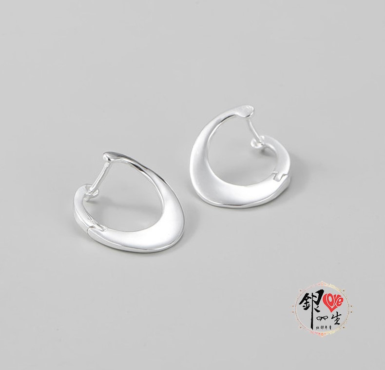 s925純銀  歐美 紐曲片狀造型 耳扣式 耳環