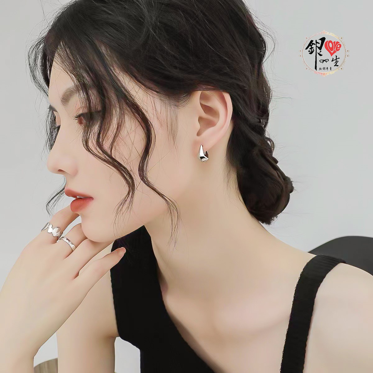 s925純銀 歐美五角造型 耳扣式 耳環