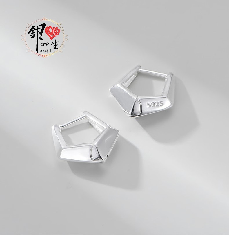 s925純銀 歐美五角造型 耳扣式 耳環
