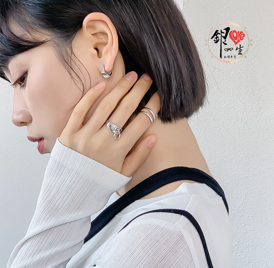 s925純銀 歐美五角造型 耳扣式 耳環