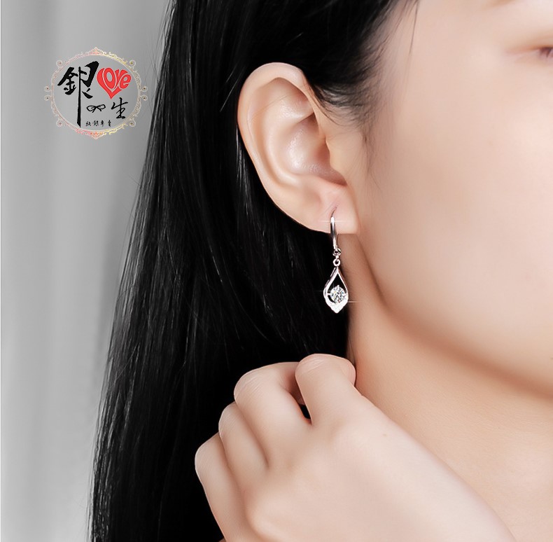  s925純銀 水滴 奢華 超閃 耳鈎式 耳環 