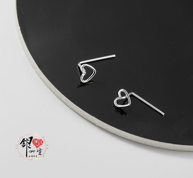 s925純銀 簡約愛心 掛勾式 耳環
