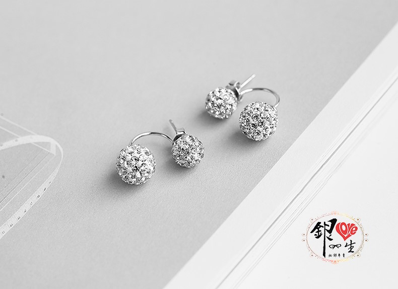 s925純銀耳環  香巴拉 滿鑽 超閃 雙戴式 耳環