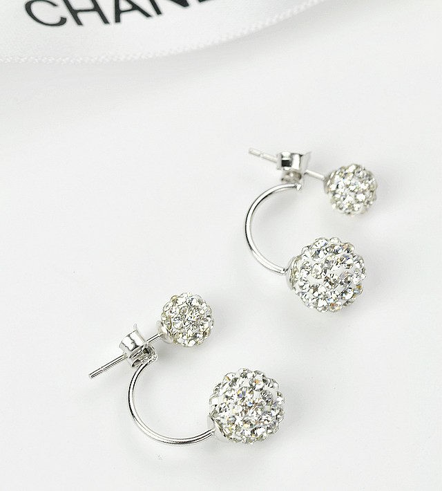 s925純銀耳環  香巴拉 滿鑽 超閃 雙戴式 耳環