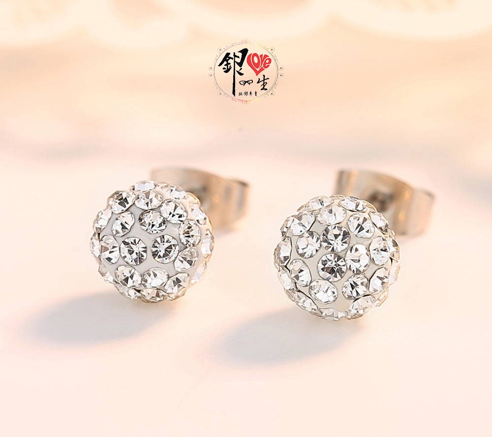 s925純銀耳環  香巴拉 滿鑽 超閃 耳釘式 耳環