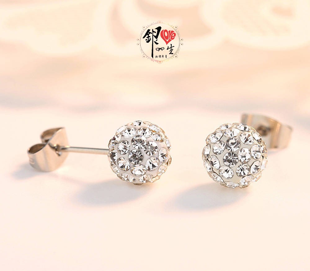 s925純銀耳環  香巴拉 滿鑽 超閃 耳釘式 耳環