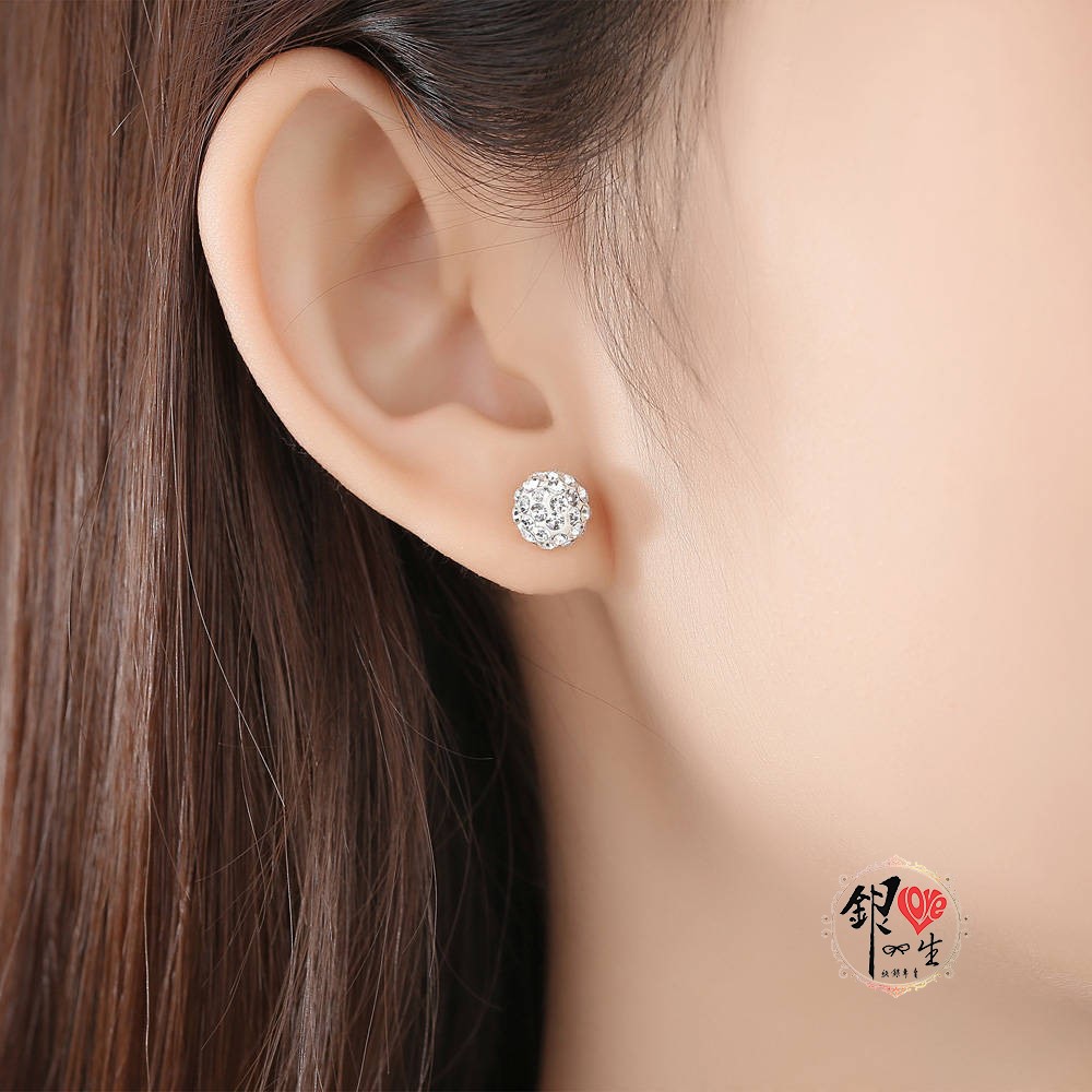 s925純銀耳環  香巴拉 滿鑽 超閃 耳釘式 耳環