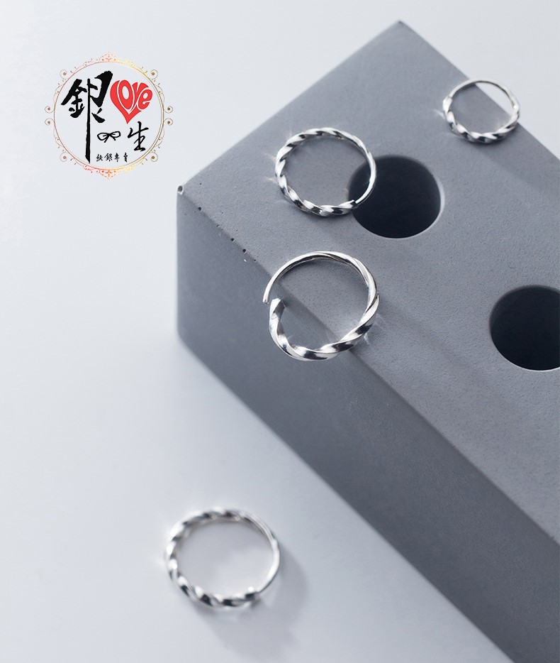 s925純銀 簡約麻花 耳扣式 耳環