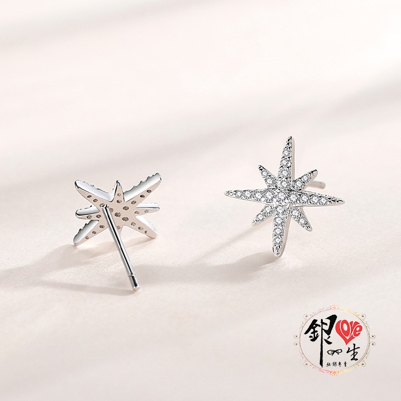 s925純銀  滿鑽 閃耀星星  耳針式 耳環 
