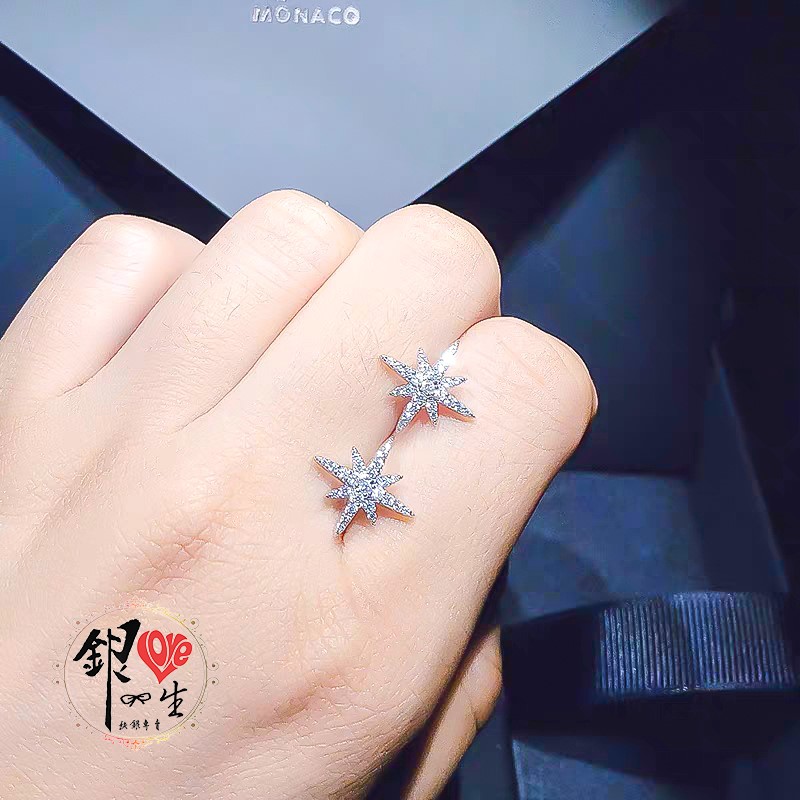 s925純銀  滿鑽 閃耀星星  耳針式 耳環 