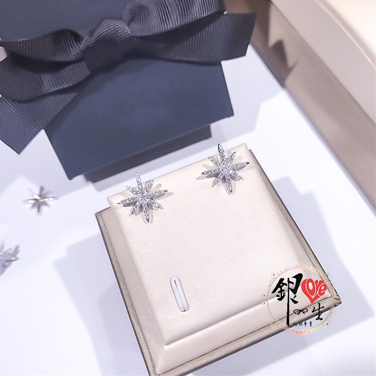 s925純銀  滿鑽 閃耀星星  耳針式 耳環 