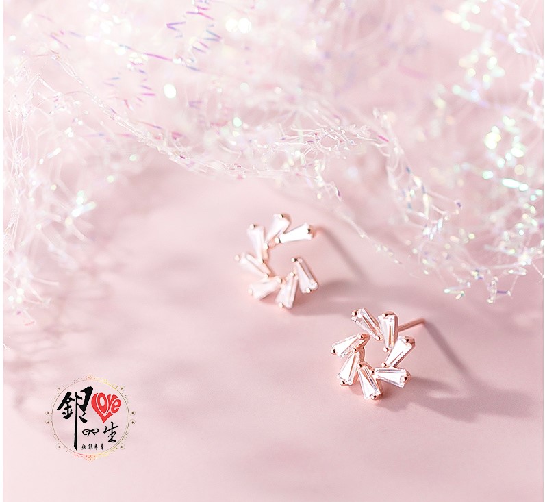 s925純銀 璀璨 旋轉花  耳針式 耳環