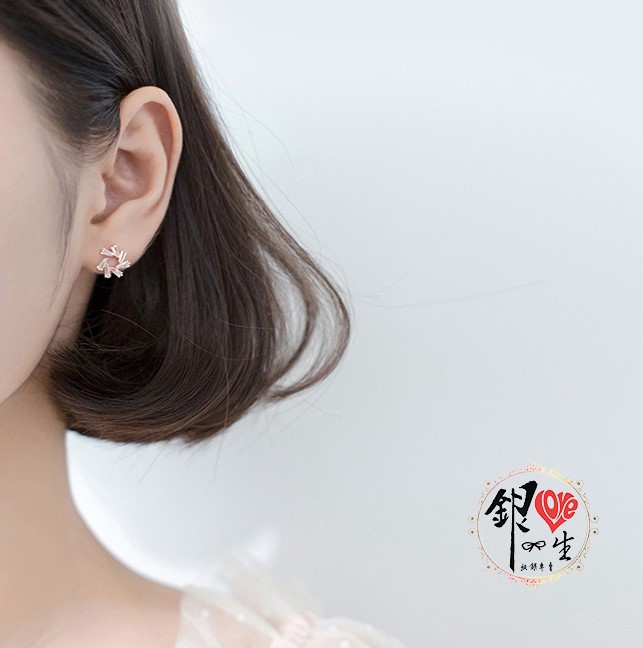 s925純銀 璀璨 旋轉花  耳針式 耳環