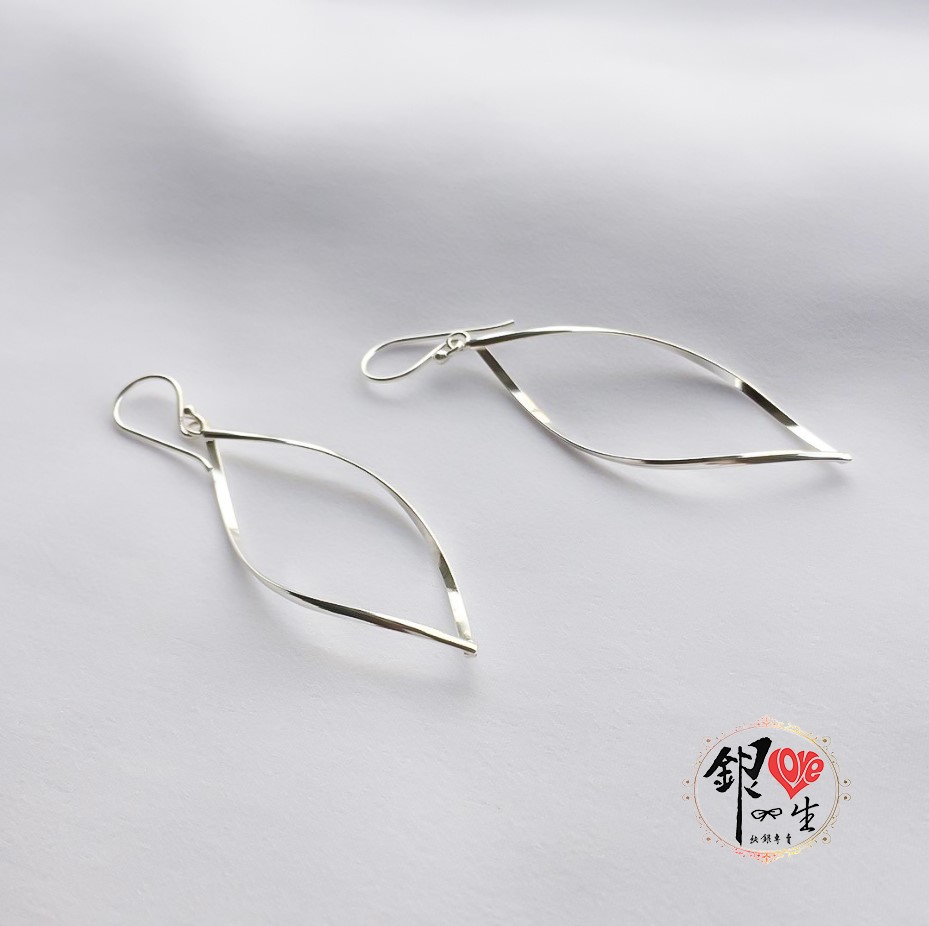 s925純銀 簡約水滴 扭曲  耳鈎式 耳環 